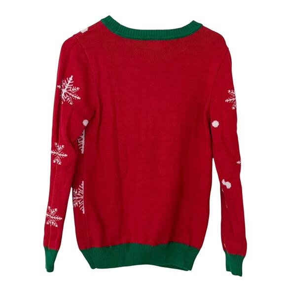 Ugly Christmas Sweater Red Green Sequin Change Naughty Nice Pullover Sweater M - Picture 3 of 11